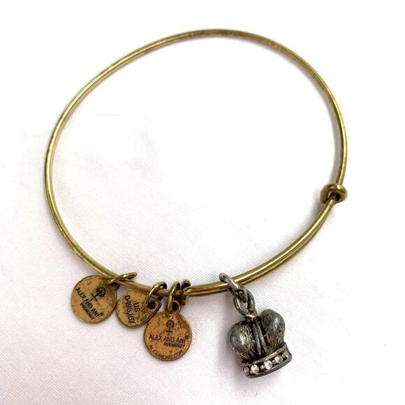 Alex and Ani Crystal Crown Charm Bracelet - Gold/Silver, Expands 2"-3.5" - Picture 3 of 3